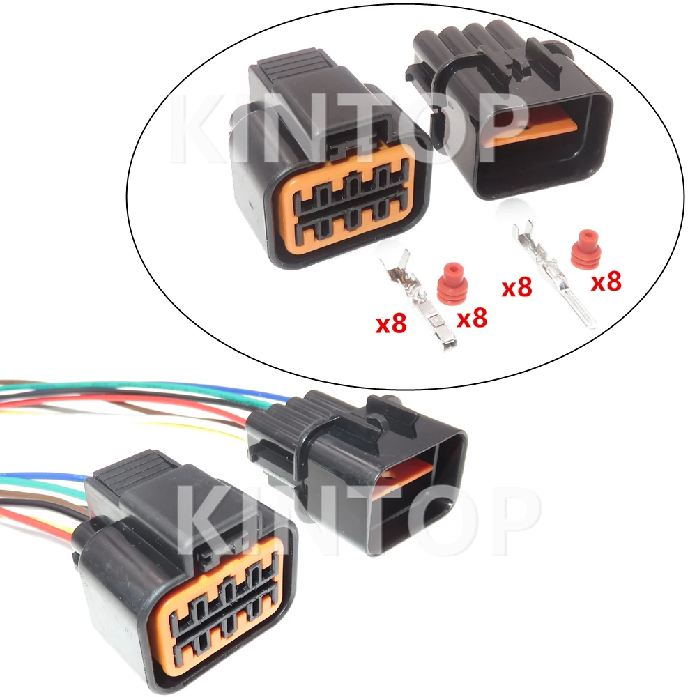 1 Set 8 Pins Automobile Headlight Wiring Terminal Socket Starter With Wires PB625-08027 PB621-08020 Car Male Female Connector