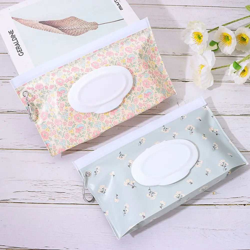 EVA Baby Wet Wipe Pouch Portable Buckle Wipes Holder Case Flip Cover Snap-Strap Reusable Wet Wipe Pouch Refillable Tissue Box