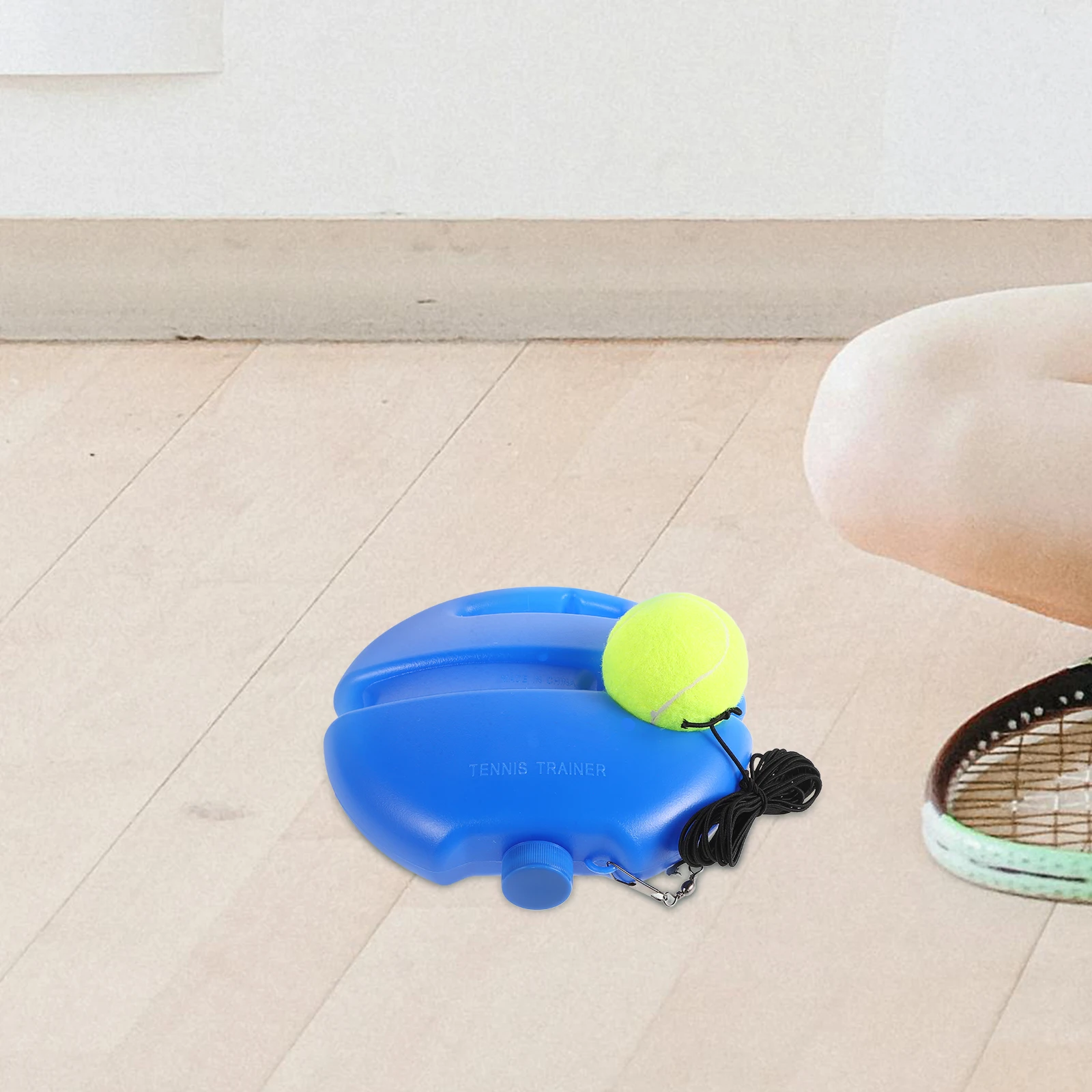 1 مجموعة مدرب التنس مجموعة الأزرق المحمولة عدم الانزلاق قاعدة مقاومة للاهتراء معدات التدريب للمبتدئين التنس ممارسة أداة مضرب