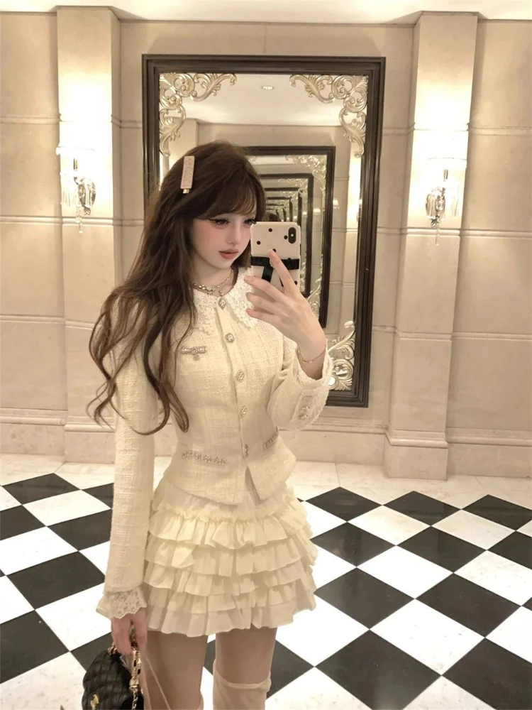 

Осенние французские элегантные винтажные милые женские комплекты, популярный корейский женский модный дизайн, комплект из 2 предметов, вечерние повседневные женские костюмы 2025