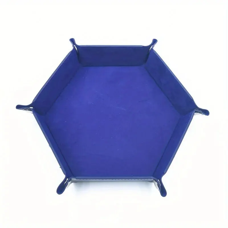 Plateau de rangement pliant en cuir PU et velours, 1 pièce, support de plateau à dés Hexagonal, boîte de rangement, panier de rangement de bureau uni pour jeux de dés