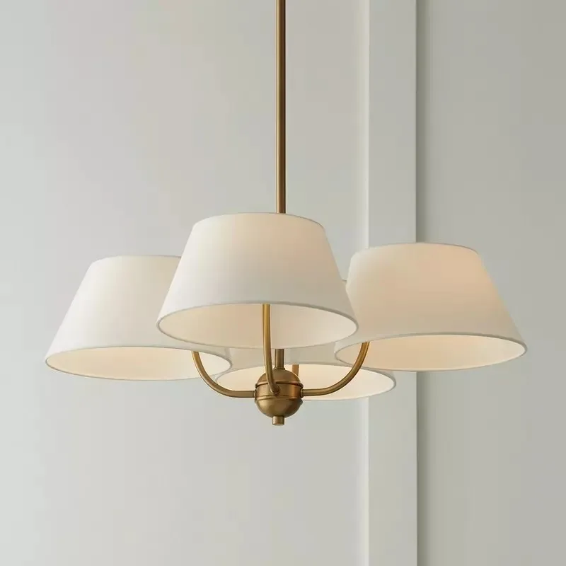 Modern Style Highend Simple Modern Living Room Cloth Cover Pendant Lamp Villa Atmospheric Dining Table Decoration Lighting