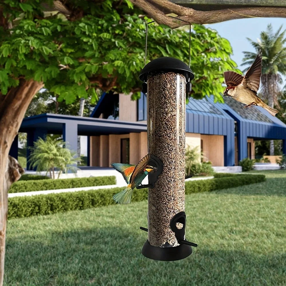 Easy-Clean Outdoor Bird Feeder - Windproof, Detachable & Automatic Pvc Feeding Station For All Bird Species