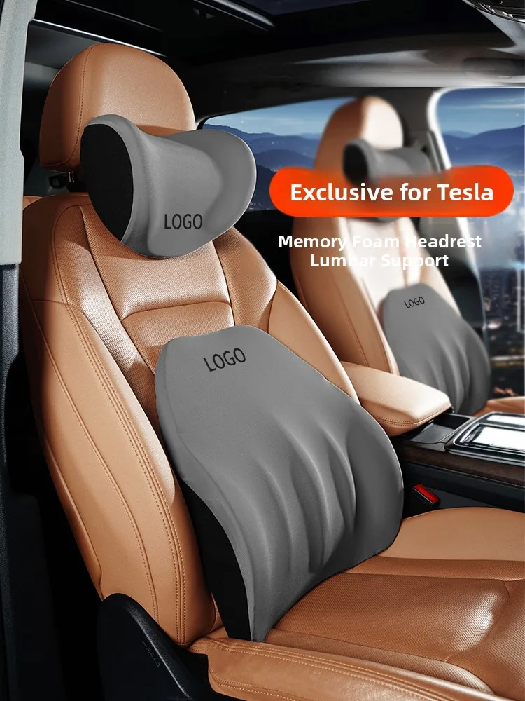 مسند رأس وسادة رقبة من إسفنج الذاكرة لسيارة Tesla Model3/ModelY/Model3S مسند ظهر لمقعد السيارة ملحقات مريحة للسيارات