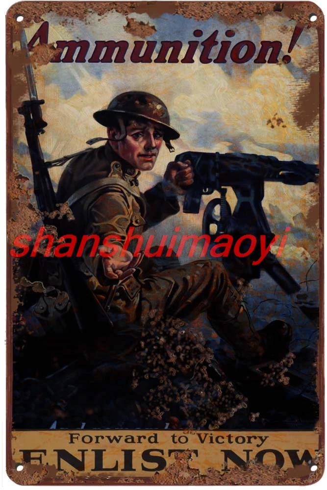 Graman WWI Ammunition Machine Gun Soldier Vintage Metal Tin Sign Metal Decor Wall Sign Wall Decor Door Plaque TIN Sign f SHANSUI