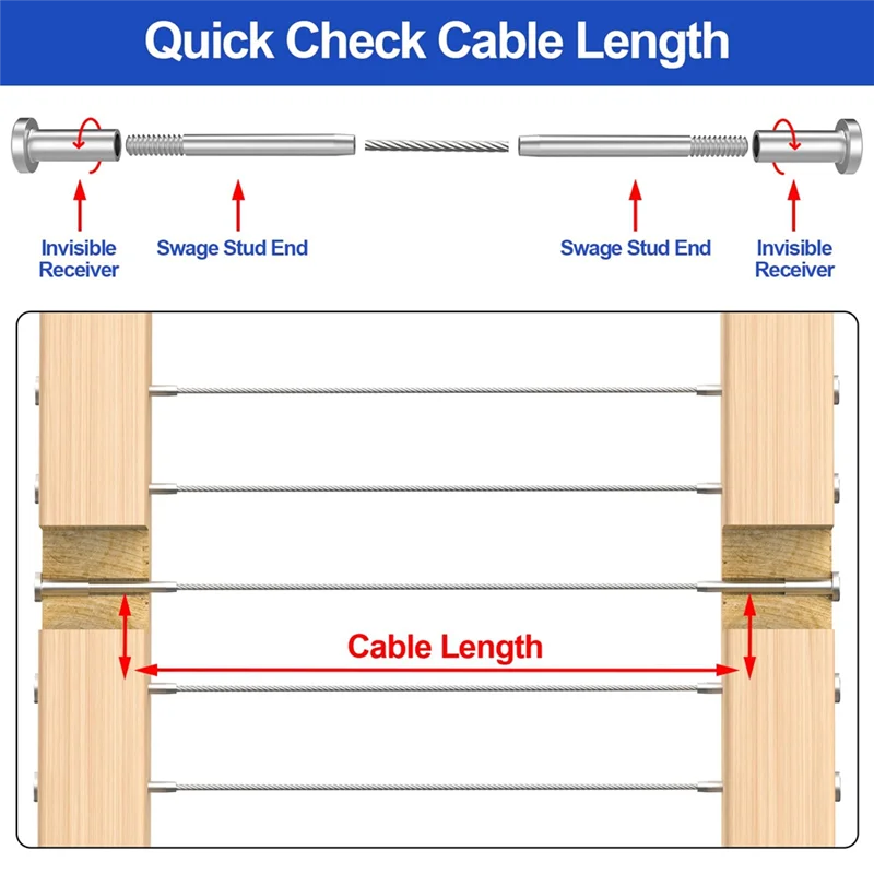 

N96R 50-Pack Invisible Cable Railing Kit, 1/8In Cable Railing Tensioner Invisible Receiver For 2X2in Wood/Metal Posts