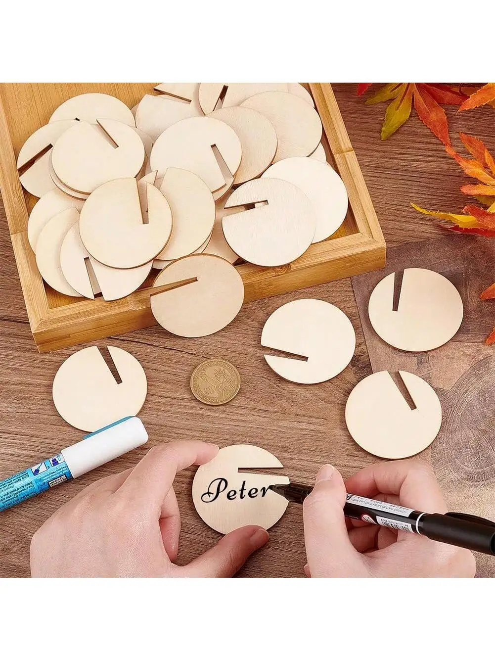 40/60/80 قطعة من علامات المشروبات الخشبية - ملصقات زجاجية للنبيذ المزودة بمشبك لحفلات الزفاف وأعياد الميلاد والعطلات - ديكور متين للحفلات #3