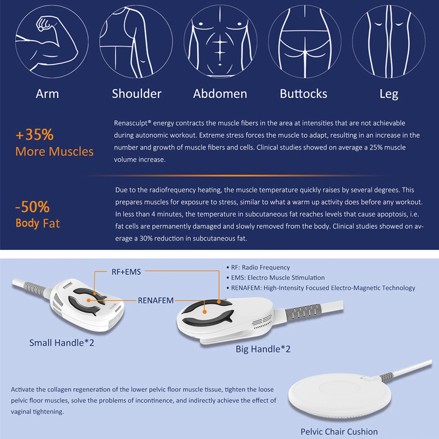 테슬라 Ems 무게추 손실 조각 기계, 지방 연소, Renasculpt Ems 조각 기계, 15