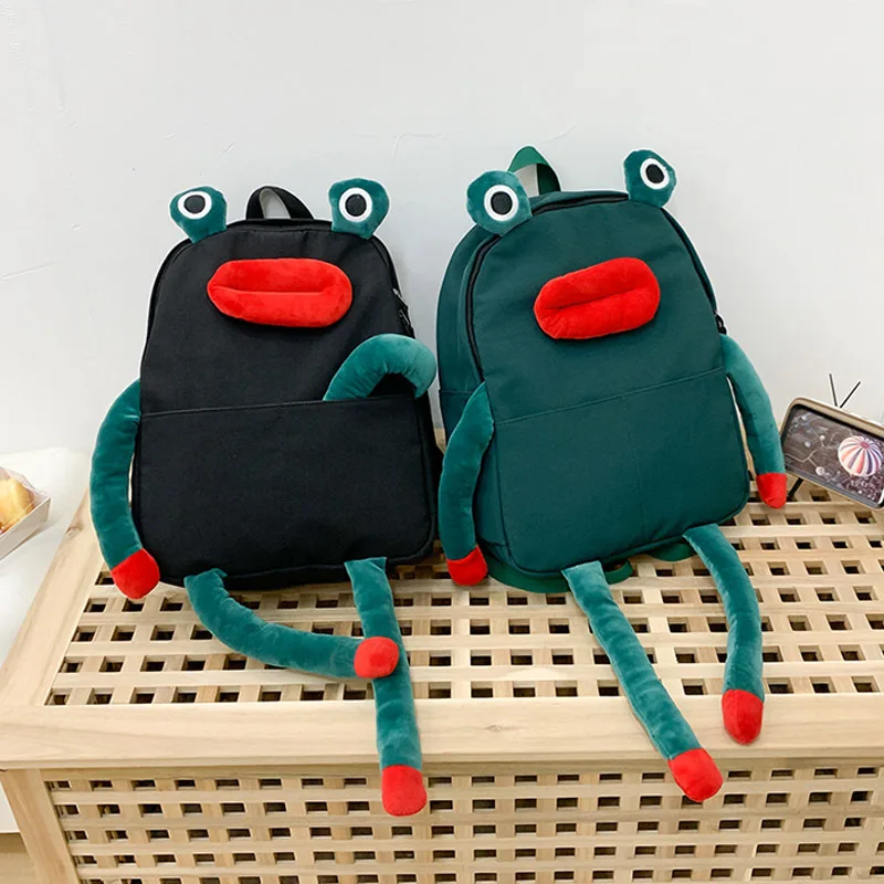 Animal Frog School Bag Adult Cartoon Backpack Boys Girls Baby Kid Bag Travel Cute Schoolbag Ugly and Cute bags Student Backpack