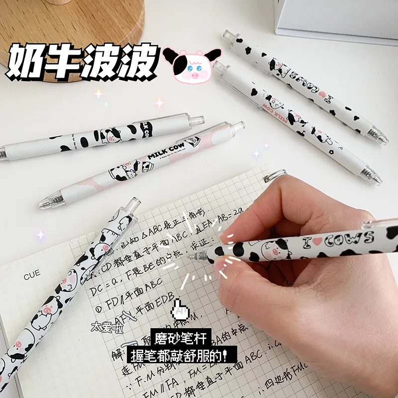 1 Pcs Cute Milk Cows Press Gel Pen Writing Pen School Stationery 0.5mm Black ink Pens Office School Supplies Stationery Gift