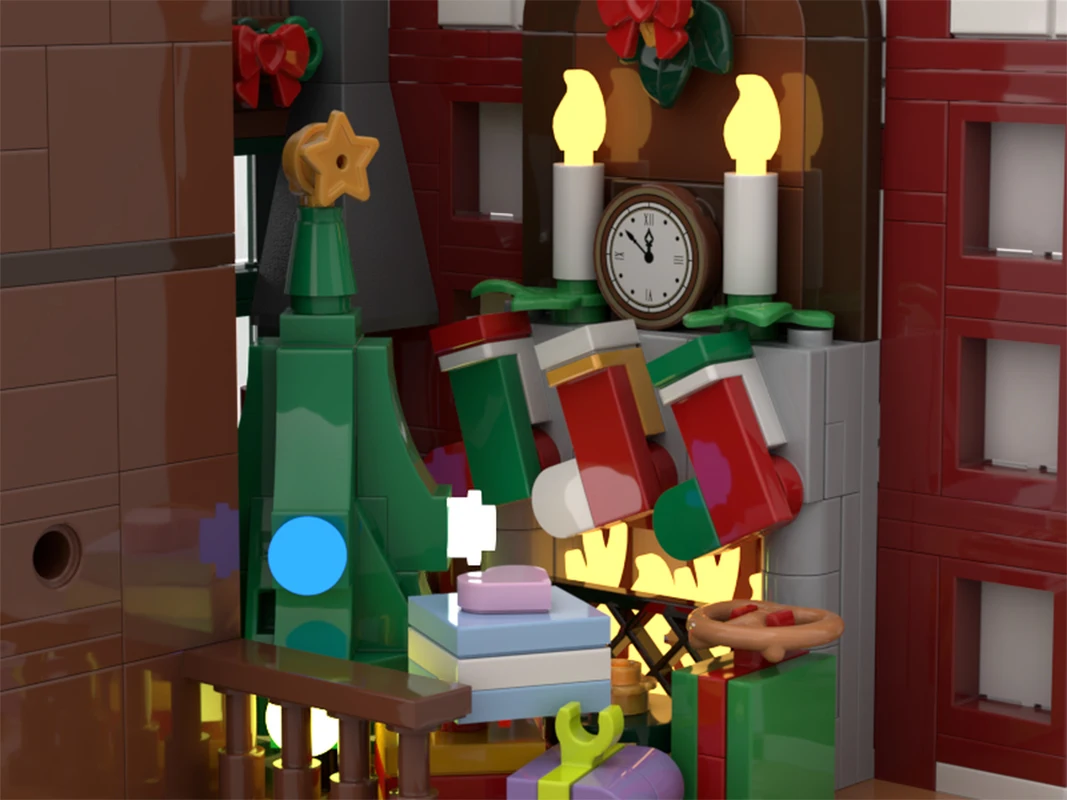 Squisito nuovo modello di blocchi MOC, famosa vista stradale, tecnologia tedesca della città vecchia di Natale, set fai da te giocattolo modulare per bambini