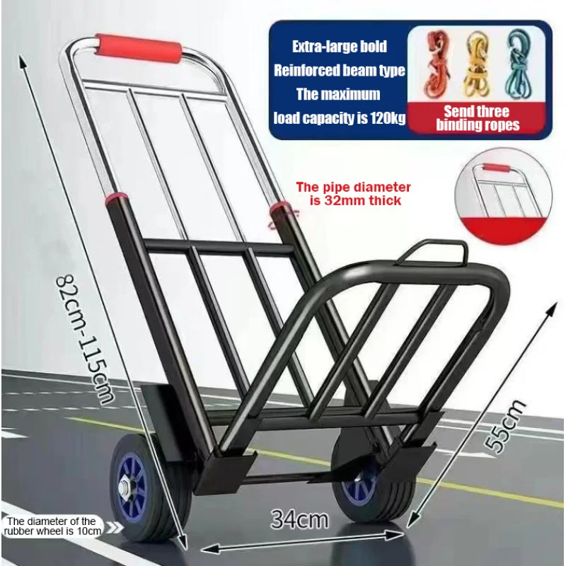 custom.Stainless Steel Folding Portable Trolley Shopping Grocery Stall Trolley Light Portable Luggage Climbing Stair Transport C