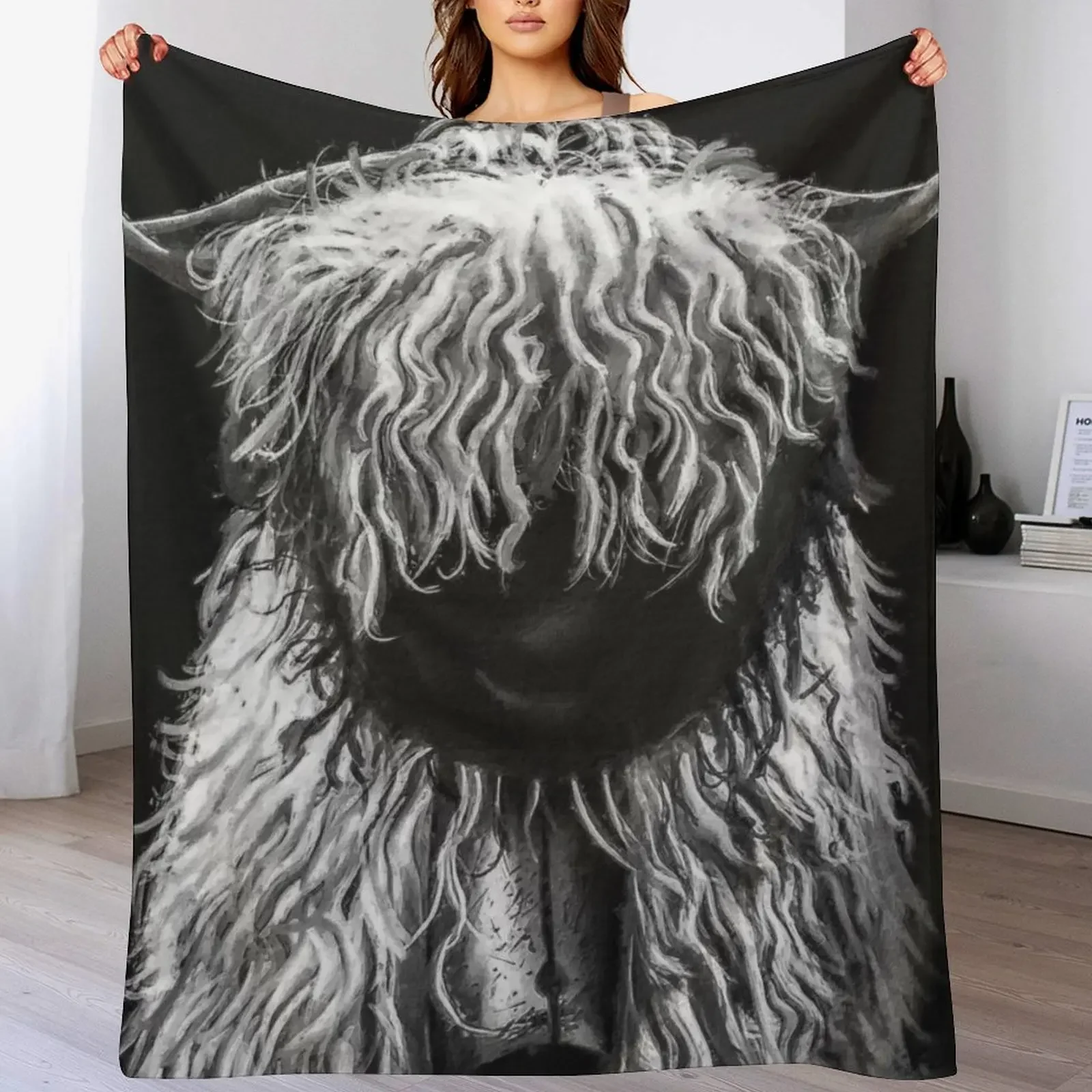 

Black And White Swiss Valais Blacknose Sheep,Valais Blacknose Sheep Art, Cute Swiss Sheep Farm Animal Portr Throw Blanket