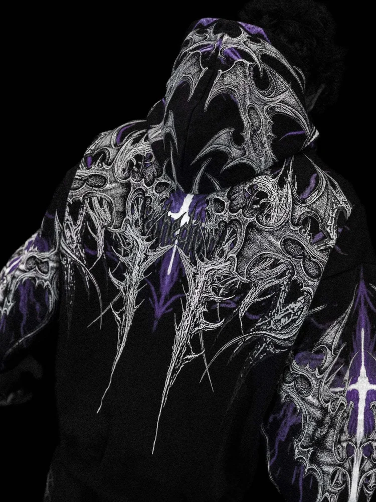 Breathedivinity Fitness Lockerer Kapuzenpullover mit Reißverschluss und Kreismuster-Print
