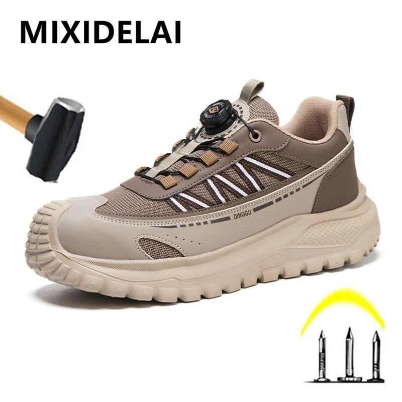 2026 New Rotating Button Men Work Safety Shoes Anti-smash Anti puncture Indestructible shoes Work Sneakers Protection Boots Male