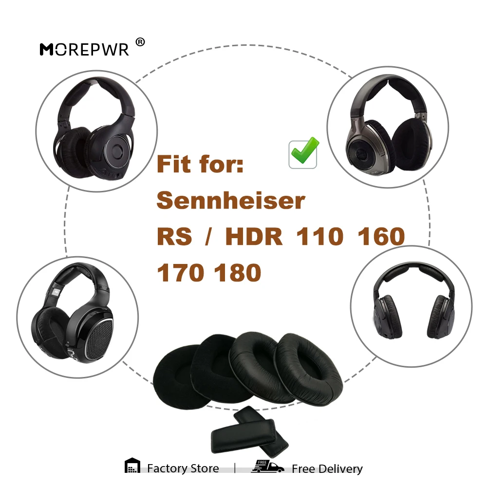 

Replacement Ear Pads for Sennheiser RS110 RS160 RS170 RS180 HDR160 HDR170 HDR180 Headset Parts Earmuff Cover Cushion Cups