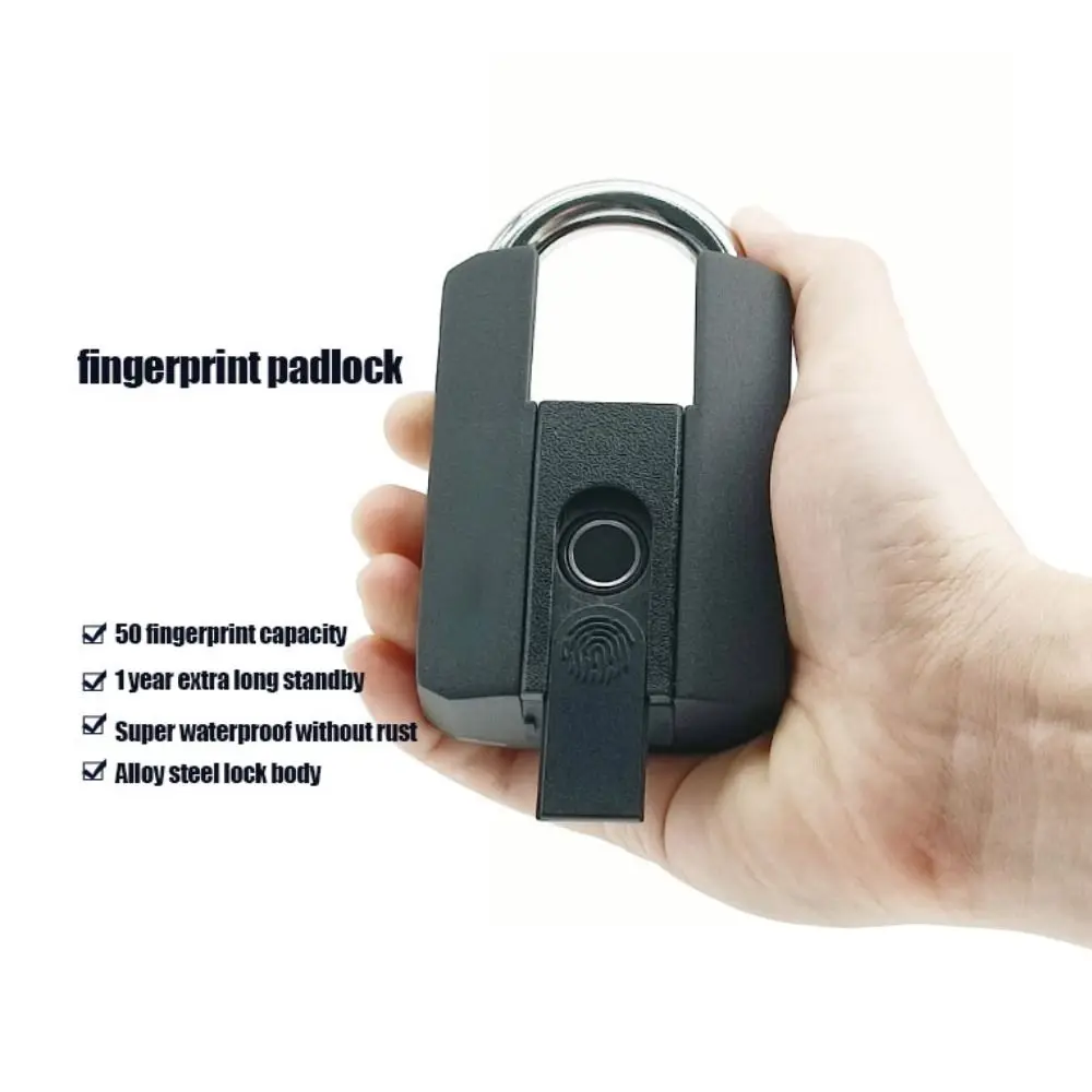 

USB Rechargeable Smart Padlock Waterproof App Control Fingerprint Lock Biometric Alloy Steel Electronic Lock Door