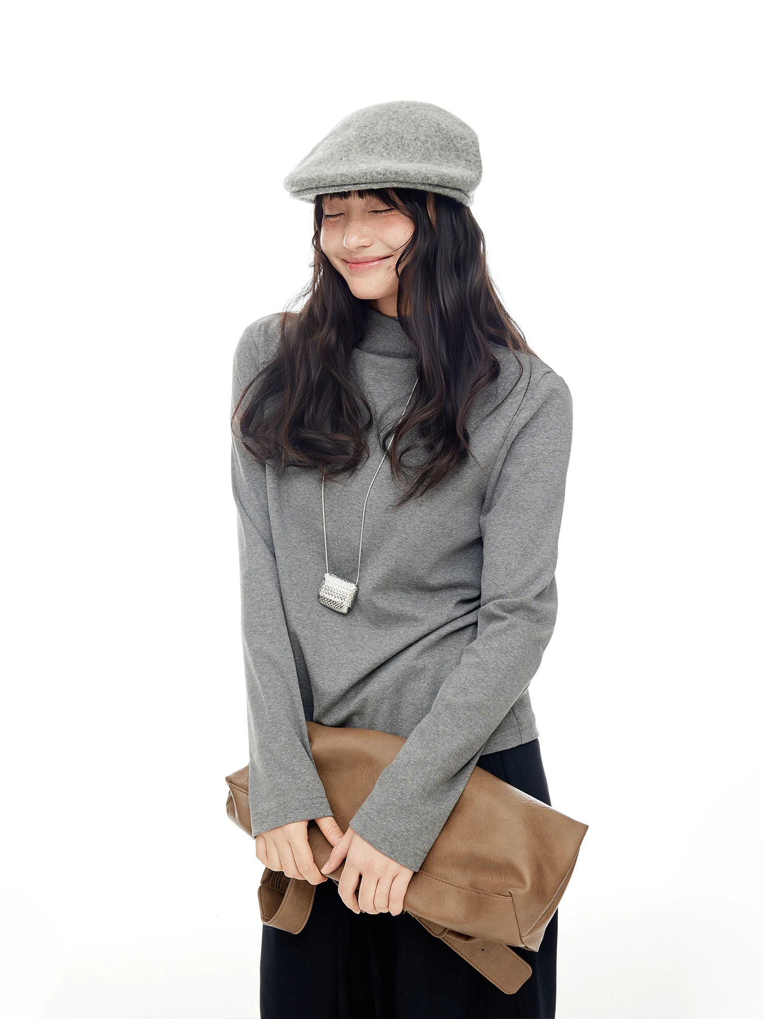 

Retro Commuter Slim Fit High Ne ort Sve Women's T-irt Spring New Design Street Sle Cotton Blend Long Sve Top