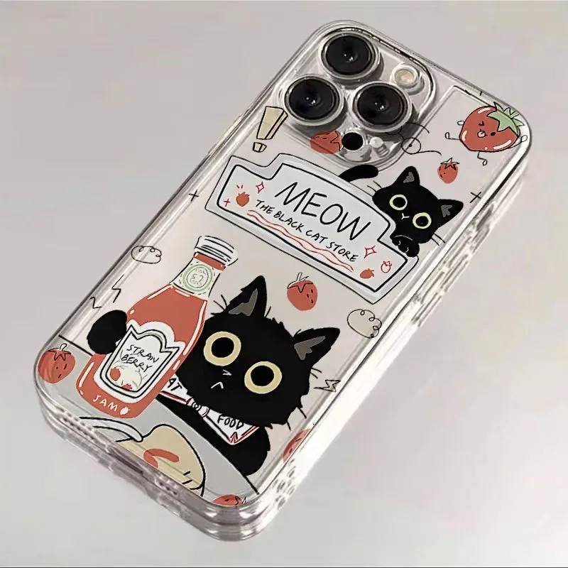 Tomato Cat, Couple Phone Case, Soft Cover, iPhone 15 Pro，11,13Mini 12Mini，14,16 Pro Max，XS，X，7 8 PlusSE， Transparent shell