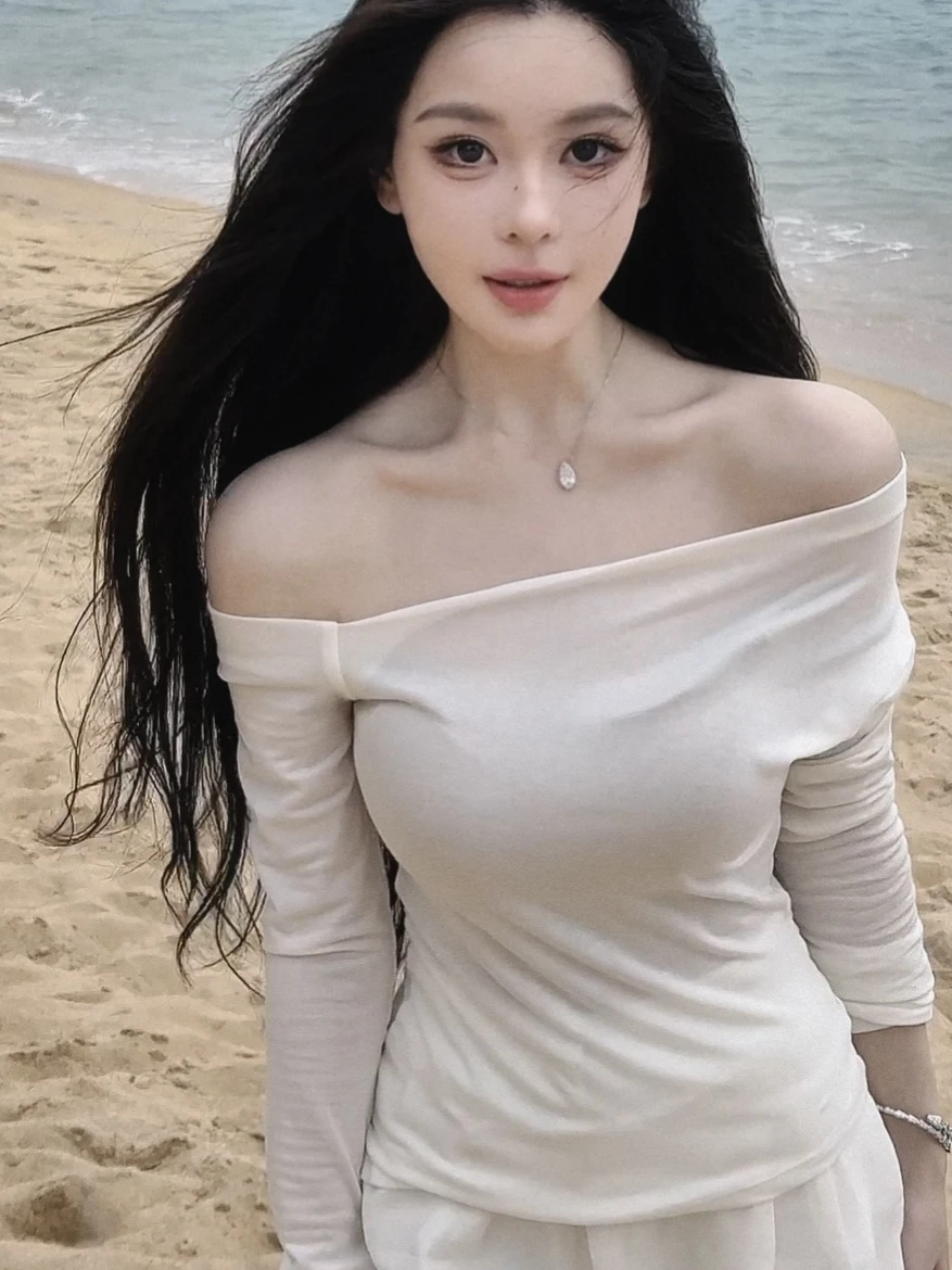 

Youenbb White Asymmetrical oulder Bridesmaid Dr with Pleats Slimming Long Sve Casual Sle Ladies T-irt