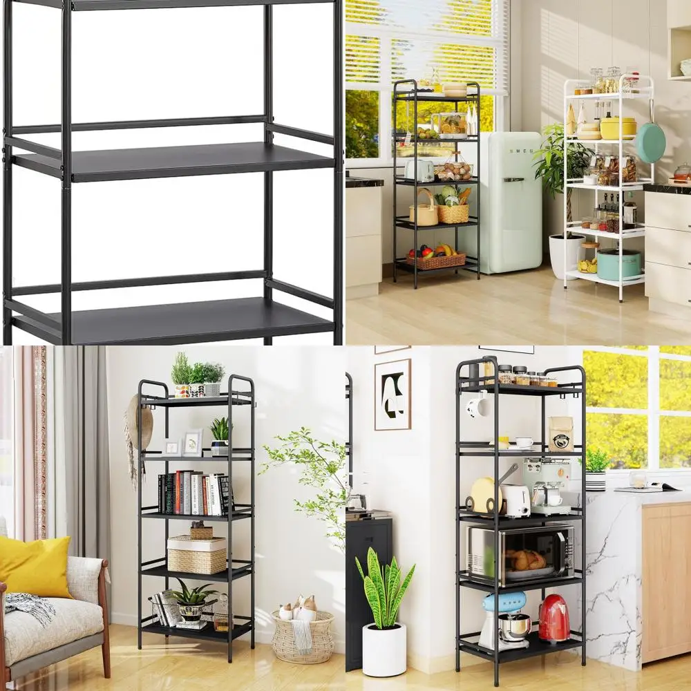 

5-Tier Metal Shelving Unit - Black, 23.6W x 13.8D x 63H, for Home and Garage Storage