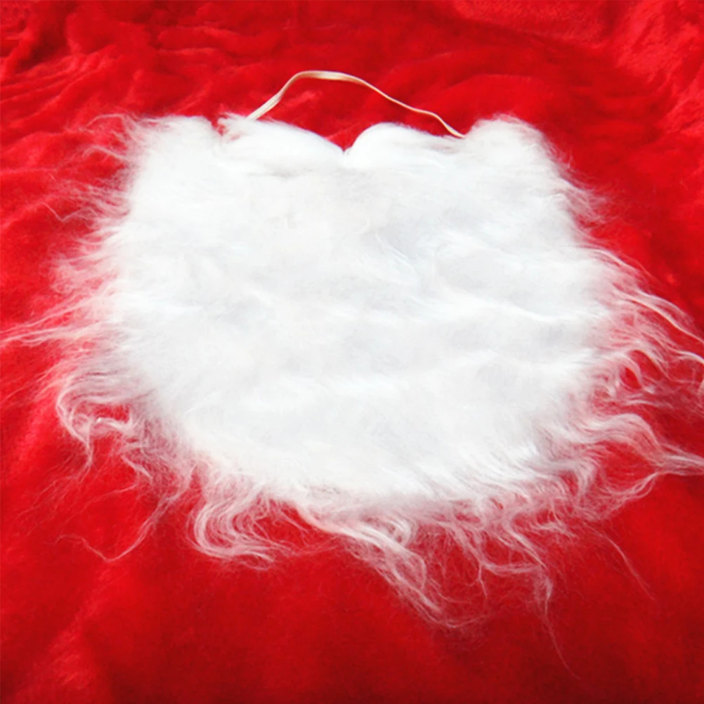 

2pc Santa Beard Performance Props Full Curly Elasticated Christmas Cosplay Santa Claus White