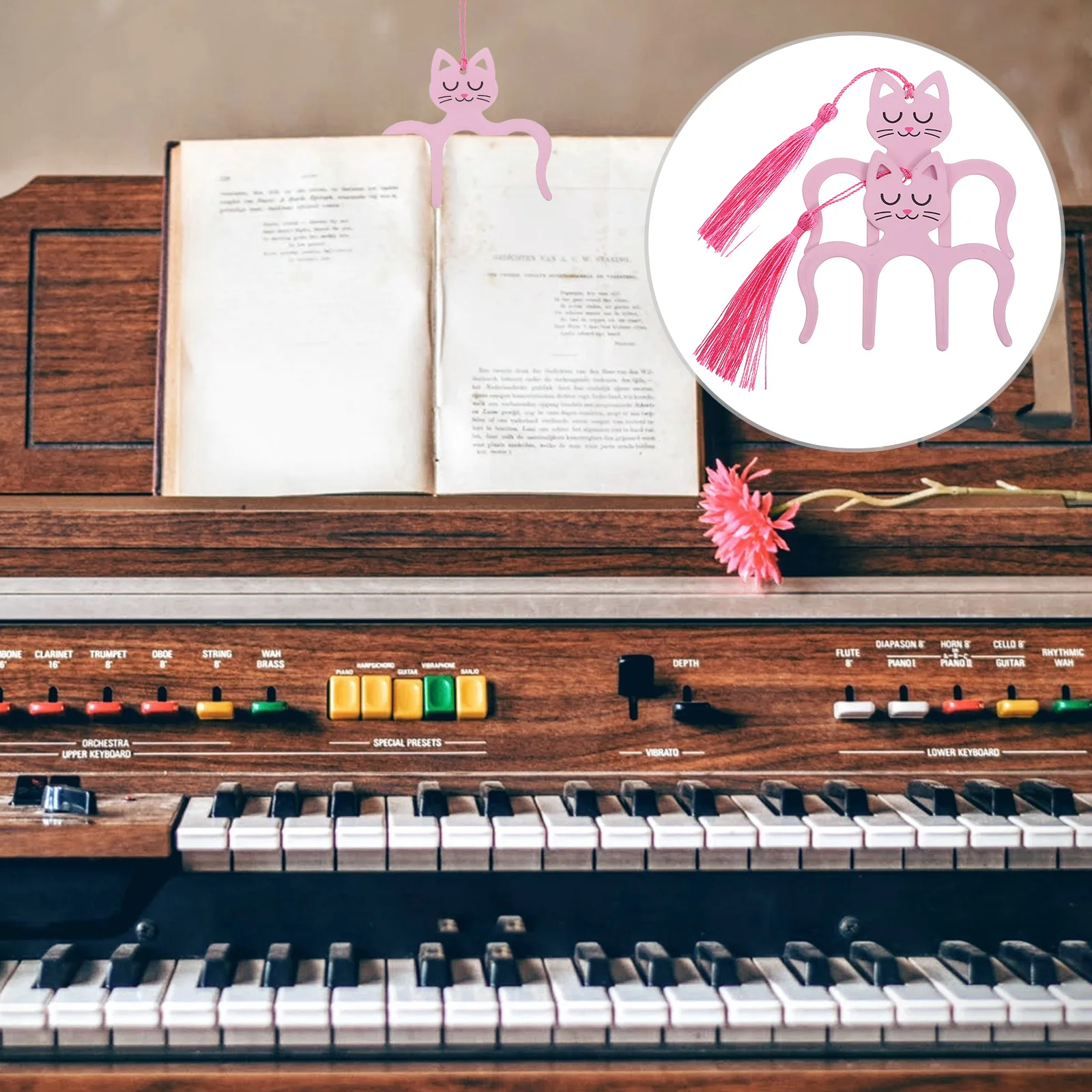 

2pcs Metal Piano Music Sheet Clip Cat Shaped Book Page Holder Portable Performance Accessories Transparent Pressure Band For