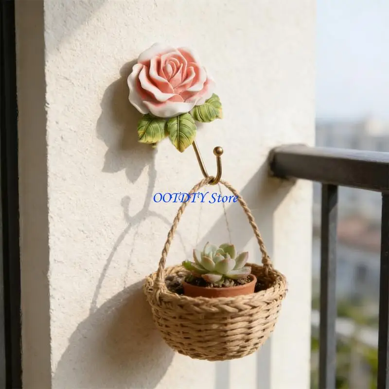 367A Romance Heart Rose Paint Hook For Keys And Decoration Craft Of Resin And Iron