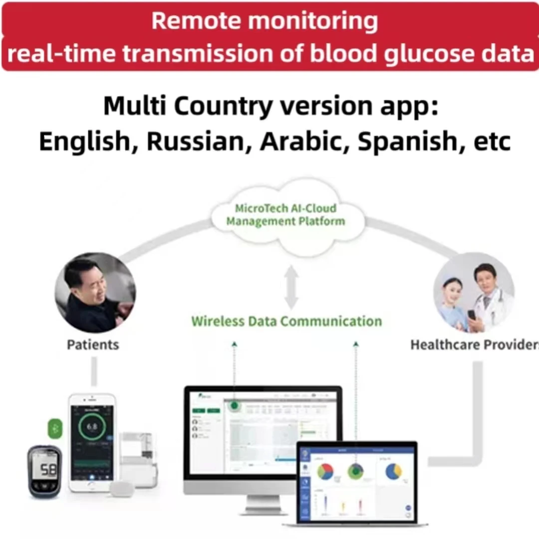 CGMS-sistema de monitoreo de glucosa en sangre en tiempo Real, 24h, multilingüe, Libre, Freestyle, Aidex Dynamic