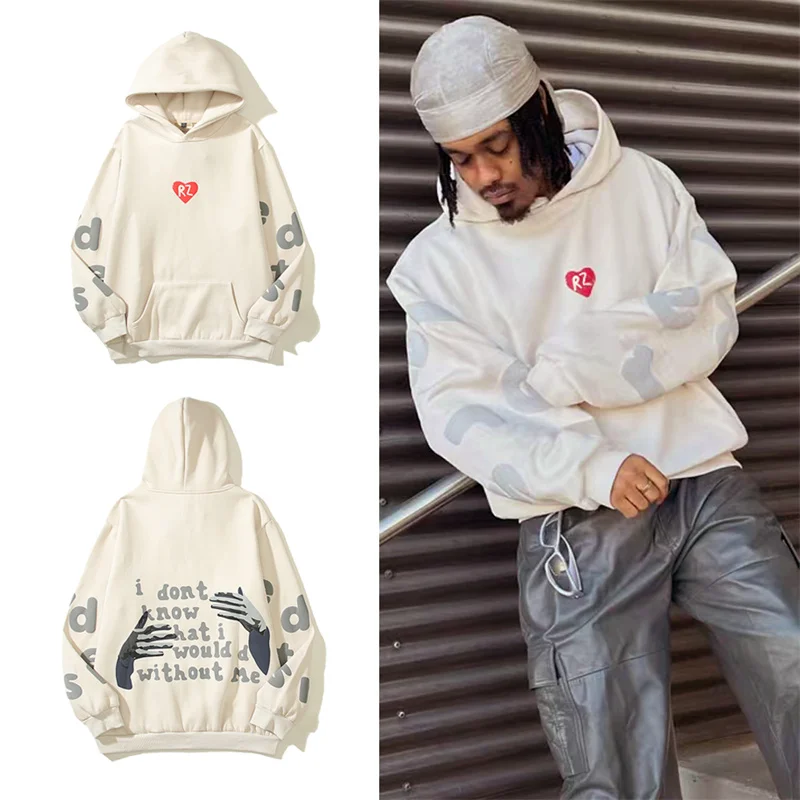 Estampado KANYE - Mano De Oración, Sudadera Suelta Con Capucha.