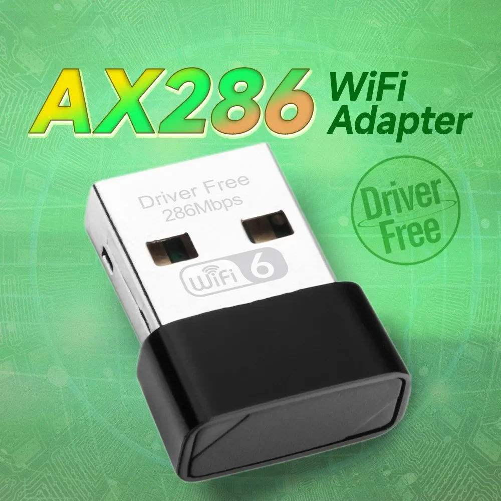 300Mbps WIFI 6 Adapter AX286 Network Card Mini USB Dongle 2.4GHz 802.11AX Signal Reception For PC Laptop Win 10/11 Driver Free