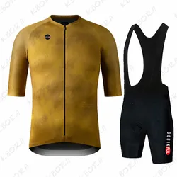 KBORA-Conjunto de ropa de Ciclismo profesional para Hombre, Maillot de manga corta con pechera, color negro, 2023