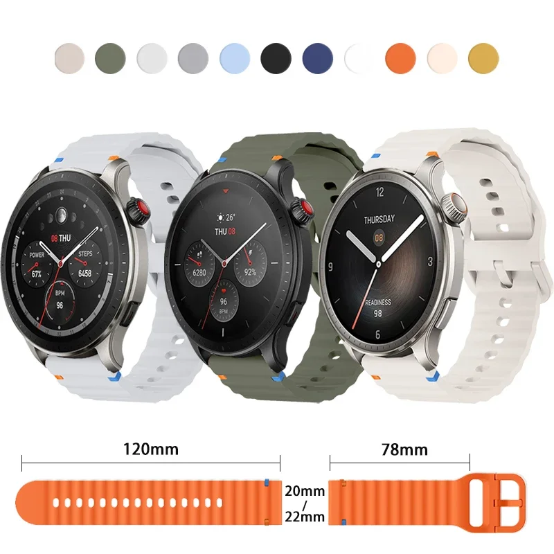 Bracelet 22 mm pour Huawei GT3 4 Amazfit Balance/GTR 4 46 mm/BIP 5 /GTR 3 Silicone souple 20 mm pour Active 42 mm/Bip 5 Unity/GTR Mini