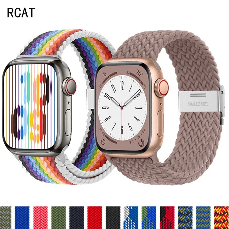 Braided Solo Loop For Apple watch band 44mm 40/49/45/41/42/38mm Elastic Nylon belt bracelet iWatch series 7 3 se 6 8 ultra strap