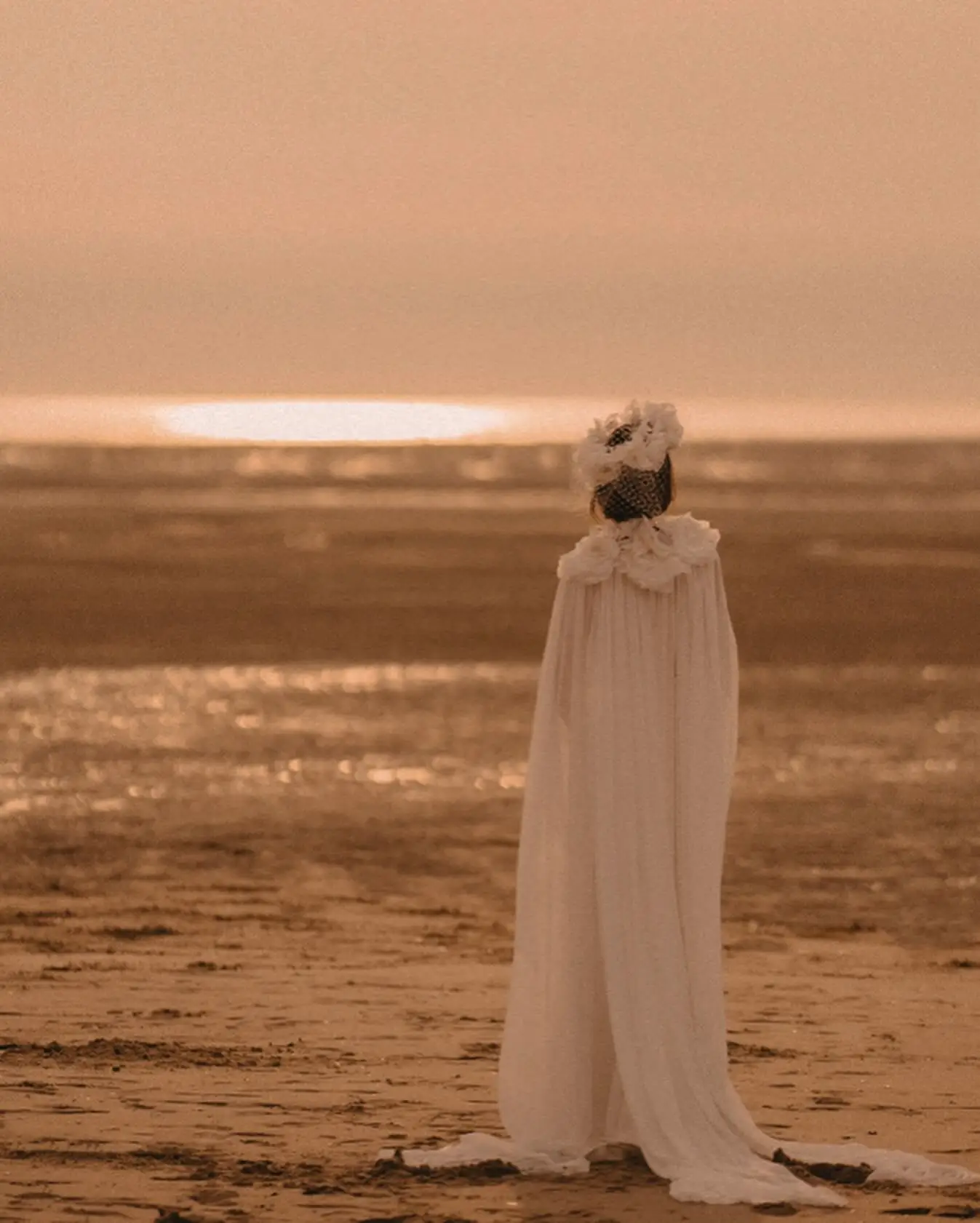 الجنية الشيفون الزفاف الرأس مع الزهور على الرقبة، سترة الزفاف، اكسسوارات الزفاف شيك DJ516 #2