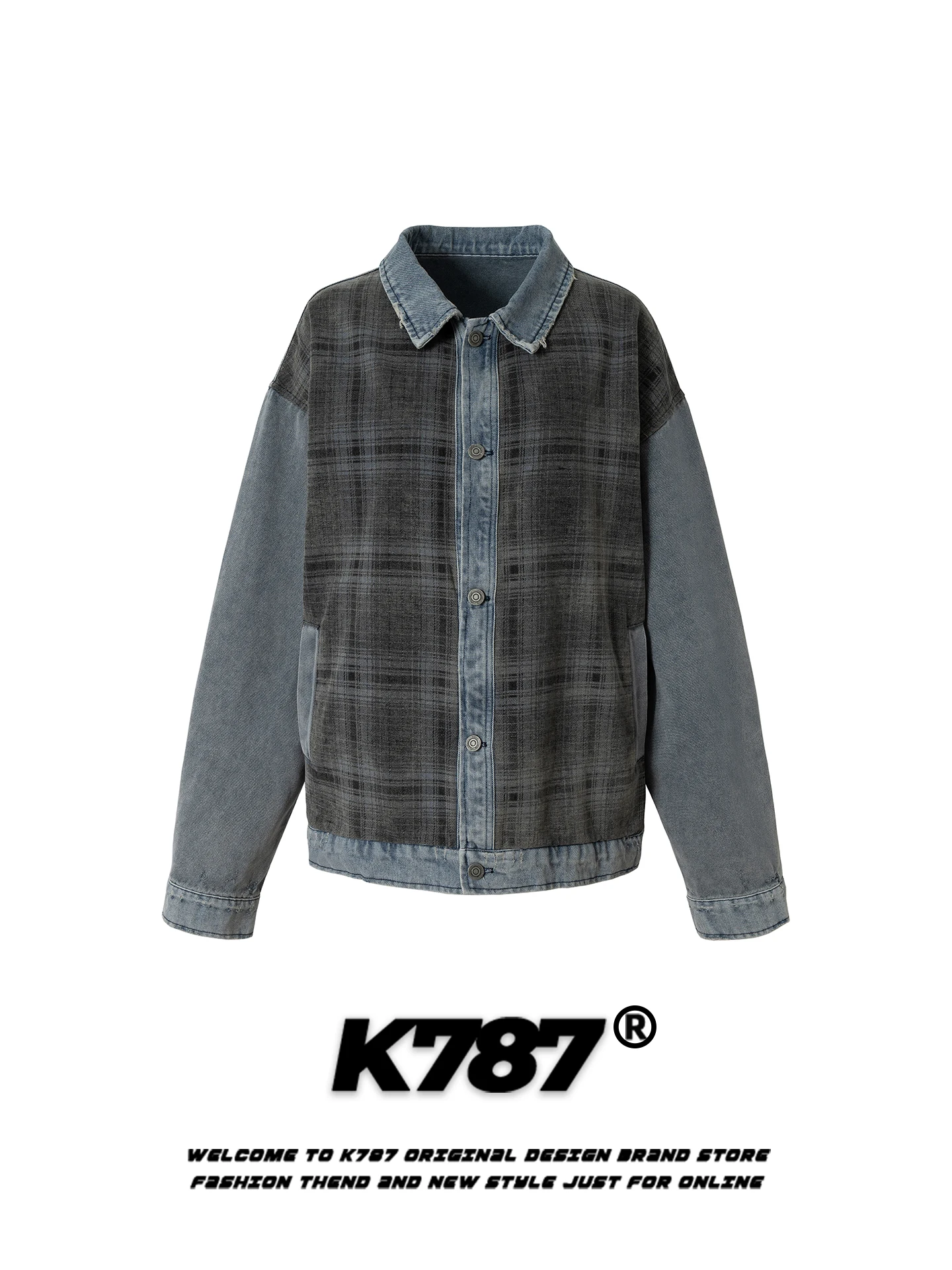 

Retro American Sle Plaid Collar Jaet Men's Women's Loose Casual Spring 2026 Couple's Jaet Outerwear Trendy