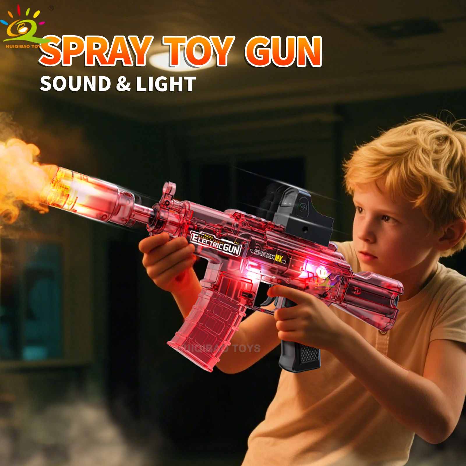 

AK интерактивный электрический распылитель, звуковой и световой игрушечный пистолет, светодиодный светильник, вибрационный пистолет, пистолет-пулемет, игрушка для мальчика, подарок на день рождения