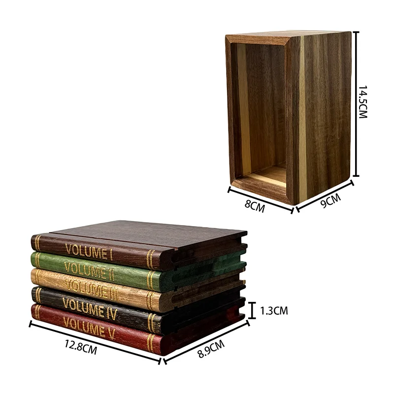 Book Coasters Set of 5 Wood Coasters with Stand Vintage Bar Coasters Cup Mat for Drinks Coffee Tea & Cocktail Library Decor Gift