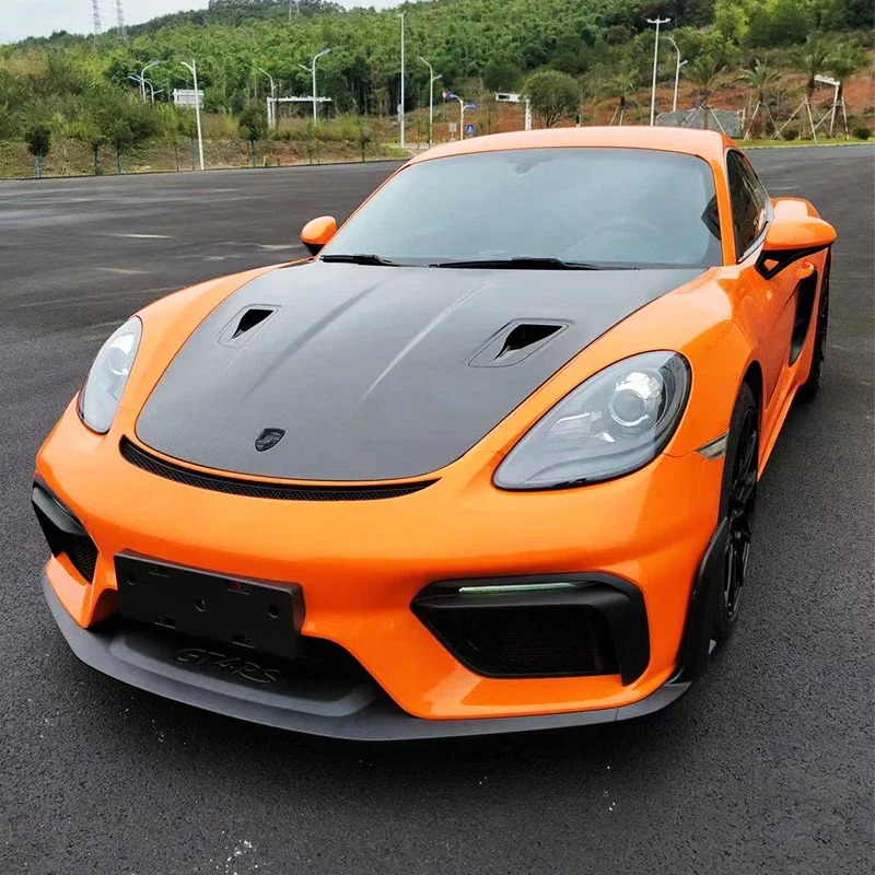 For Porsche 718 GT4 RS Style Front Bumper Body Kits  Spoiler PP Material for  2017-2023  982 Cayman Boxster car grille