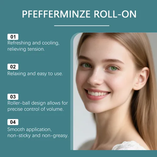 Imagen 2 del producto Rodillo de menta, aceites esenciales, fragancia refrescante portátil, masaje de comodidad Natural, aceites corporales, regalo relajante, mujeres y hombres