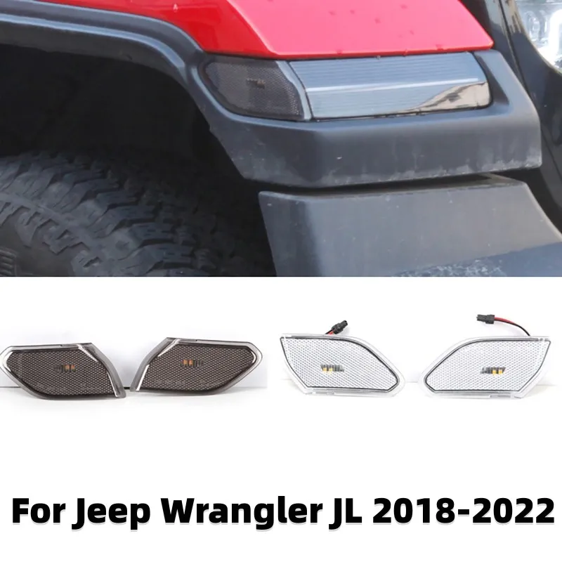 

2 Pcs/set Car Front Mudguard LED Side Marker Light Wheel Eyebrow Light for Jeep Wrangler JL 2018-2022