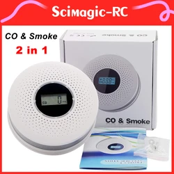 2 in 1 LED Digital Gas Smoke Alarm Co rilevatore di monossido di carbonio sensore di avviso vocale protezione di sicurezza domestica allarme ad alta sensibilità