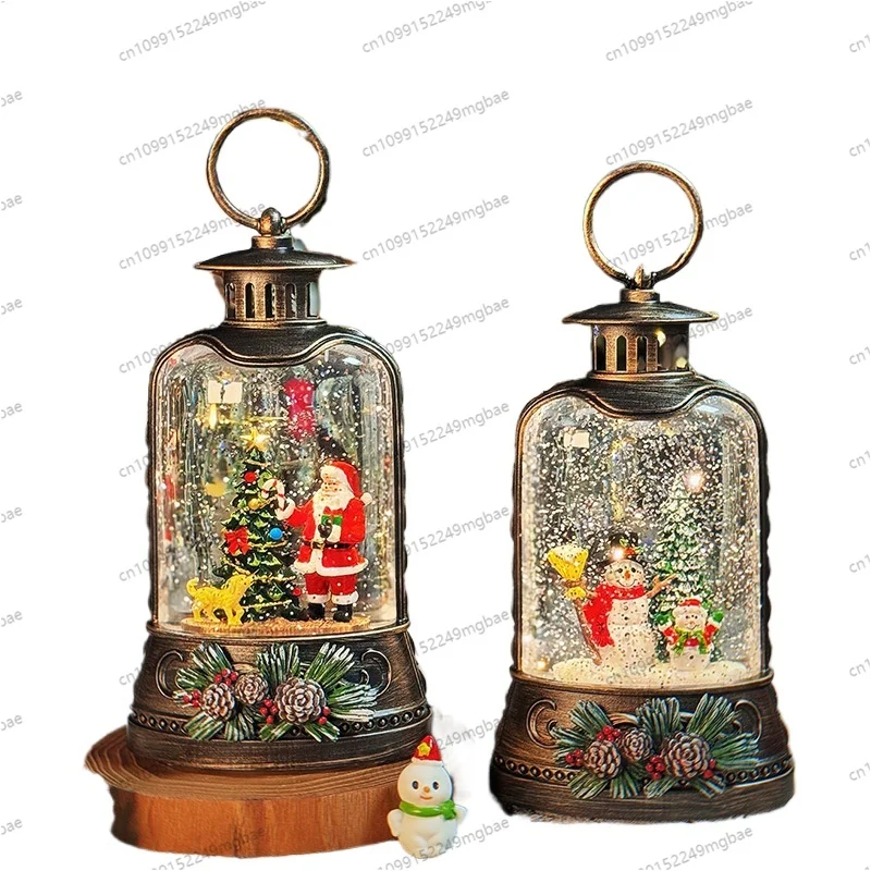 Heavy Industry Christmas Luminous Interior Water Filling Music Box Christmas Eve Gifts Desktop Ornament with Music New Year