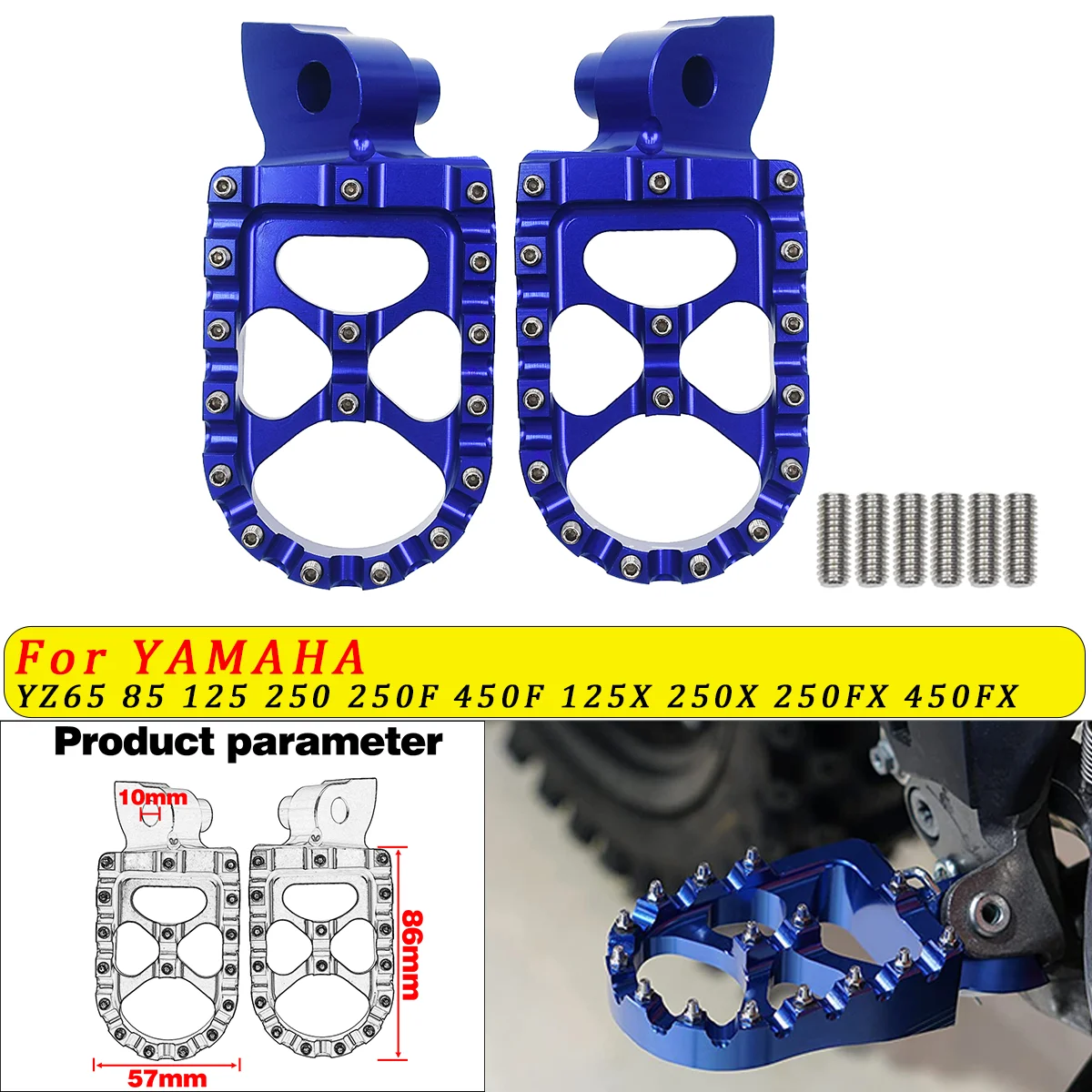 

Motorcycle CNC Foot pegs Foot Rests Pedals For Yamaha YZ65 YZ85 YZ125 YZ250 YZ250F YZ450F YZ125X 250X YZ250FX 450FX WR250F 450F