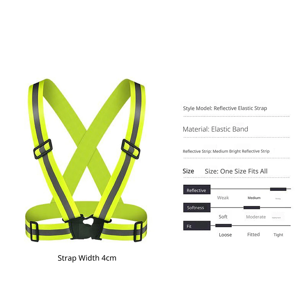 Elastic Safety Reflective Vest Strap Night Running Cycling Reflectors Clothing Adjustable Strip Outdoor Riding Equipment For Men