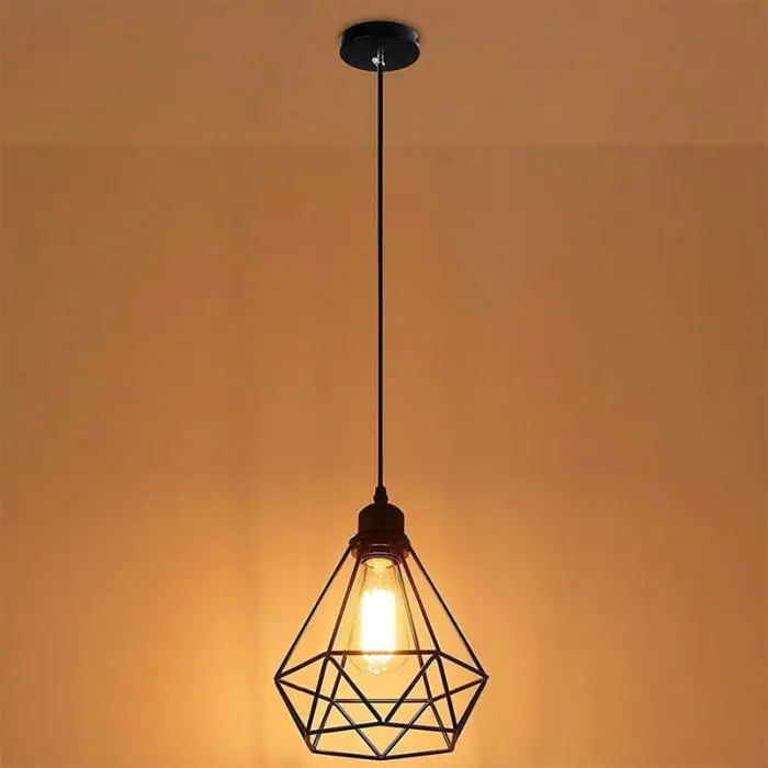 Żelazny lampy wiszące do lamp sufitowych klosz żyrandol wisiorek do jadalni wystrój domu Retro salon Edison drut metalowy klatka nowoczesna