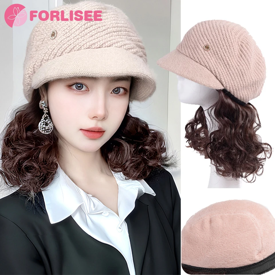 Synthetic Women's Fashion Autumn And Winter Middle-aged And Elderly Mother's Hat Short Curly Hair Thickened Warm Woolen Hat Wig