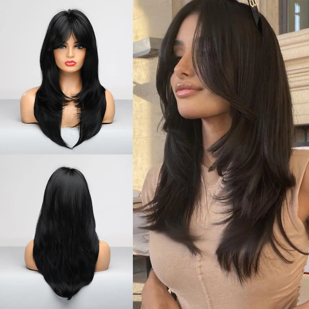 

High-Quality 22-Inch Straight Red-Brown Gradient Synthetic Hair ‌Wavy Ends Heat-Resistant Wig Suitable For Women 'S Daily Party