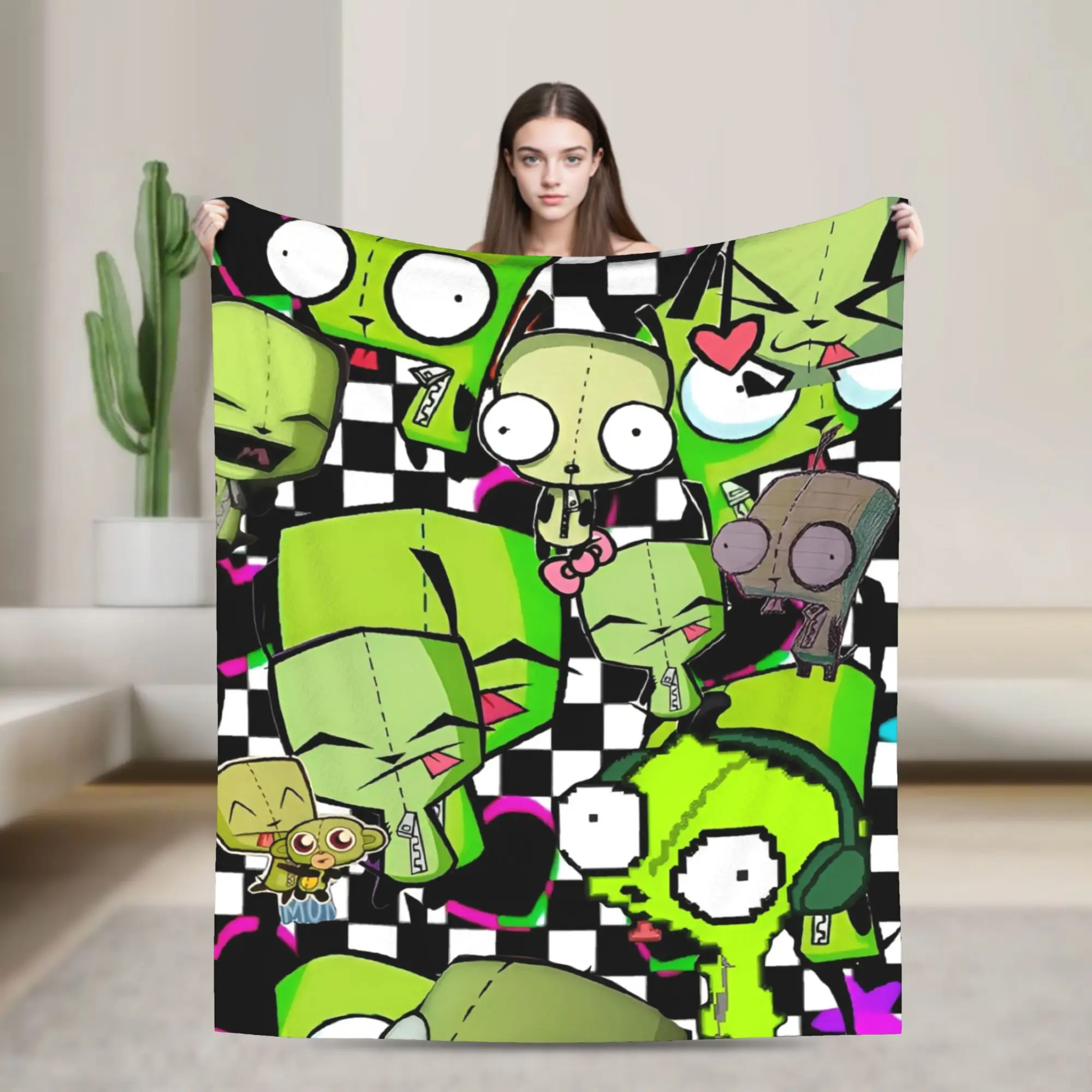 

Милое одеяло в стиле аниме Invaders Zims, очень мягкие уютные одеяла разных размеров для дивана, дивана и кровати