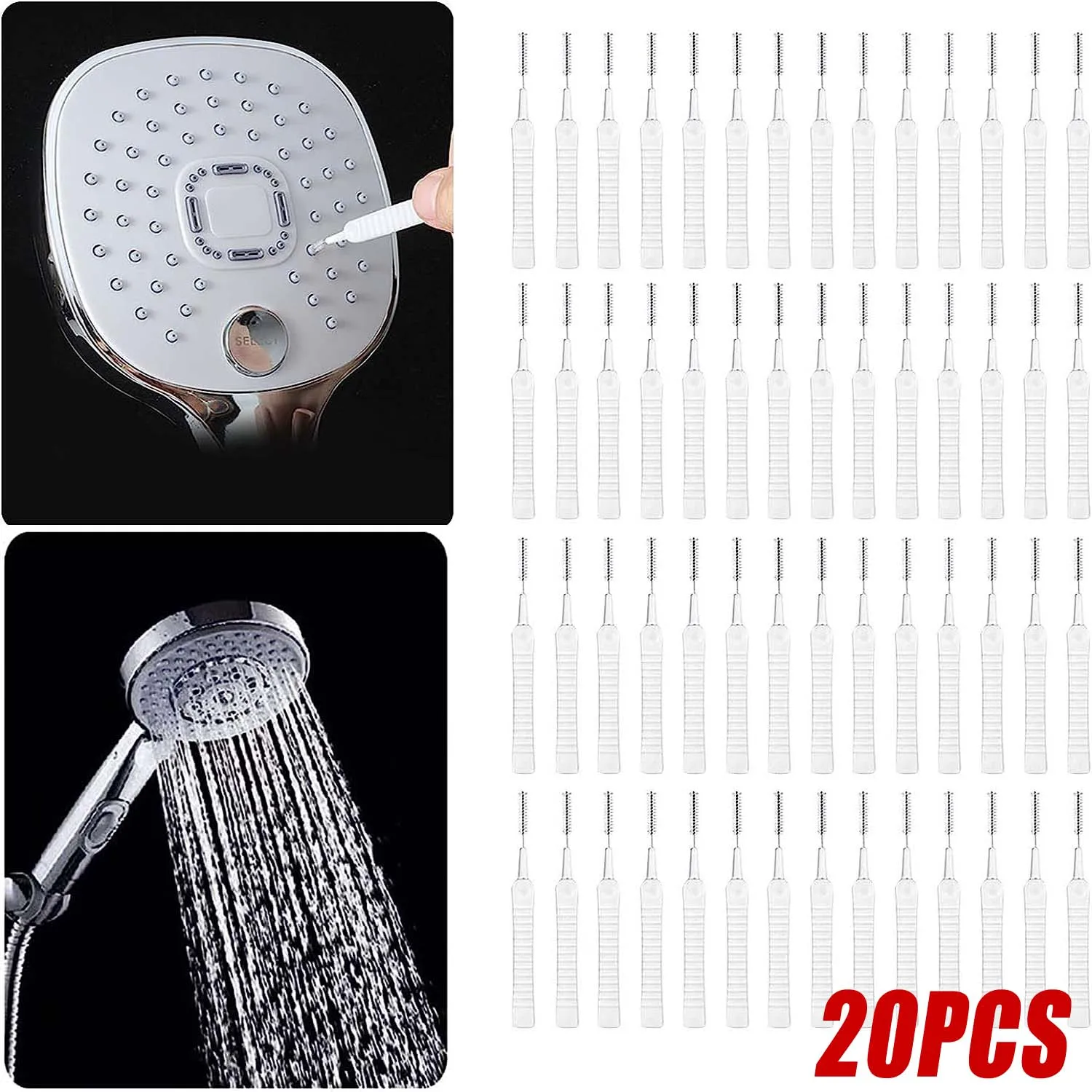 

20Pcs/Set Shower Head Cleaning Brush Washing Anti-clogging Small Nylon Mobile Phone Hole Pore Gap Bathroom Shower Cleaning Brush